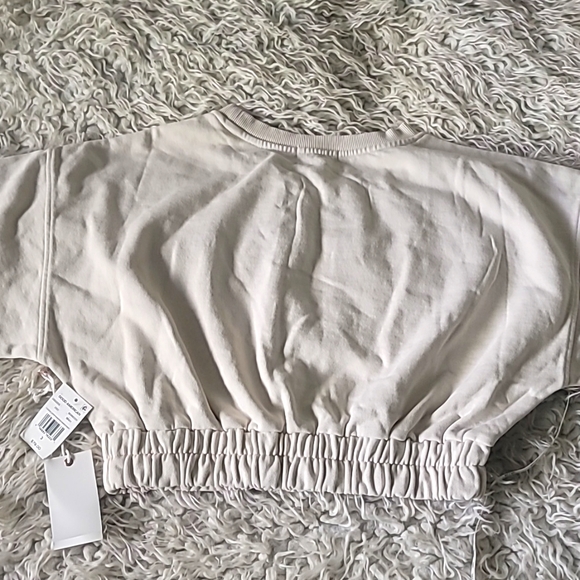 🇺🇸 GOOD AMERICAN Cream Cropped Sweatshirt SZ Large - Picture 6 of 9